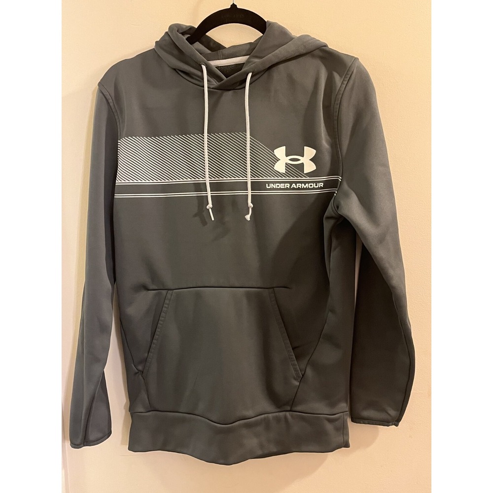 Under Armour Hoodie Mens Small Gray Long Sleeve Loose Fit Kangaroo Pocket